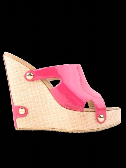 vicini pink leather high-heeled wedge sandals size 36 excellent