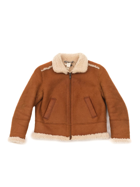 Excellent Bonpoint Orange Leather Jacket Size 6 for Kids
