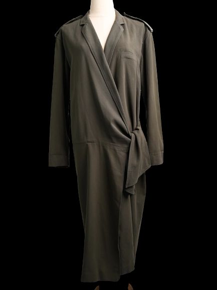 excellent max mara green wrap jacket coat size m cotton natural