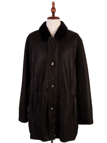 Good Bugatti Orange Leather Coat Size XL for Men