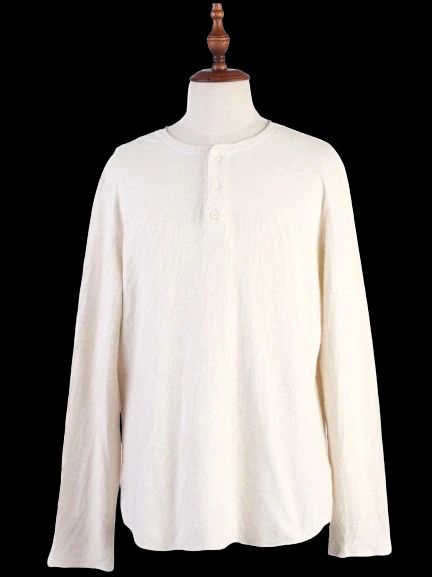 excellent vince white wool long sleeve henley shirt size xl