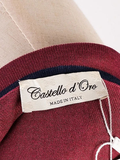 Excellent Castello d'Oro Red Cotton Sweater Size L Short Sleeve