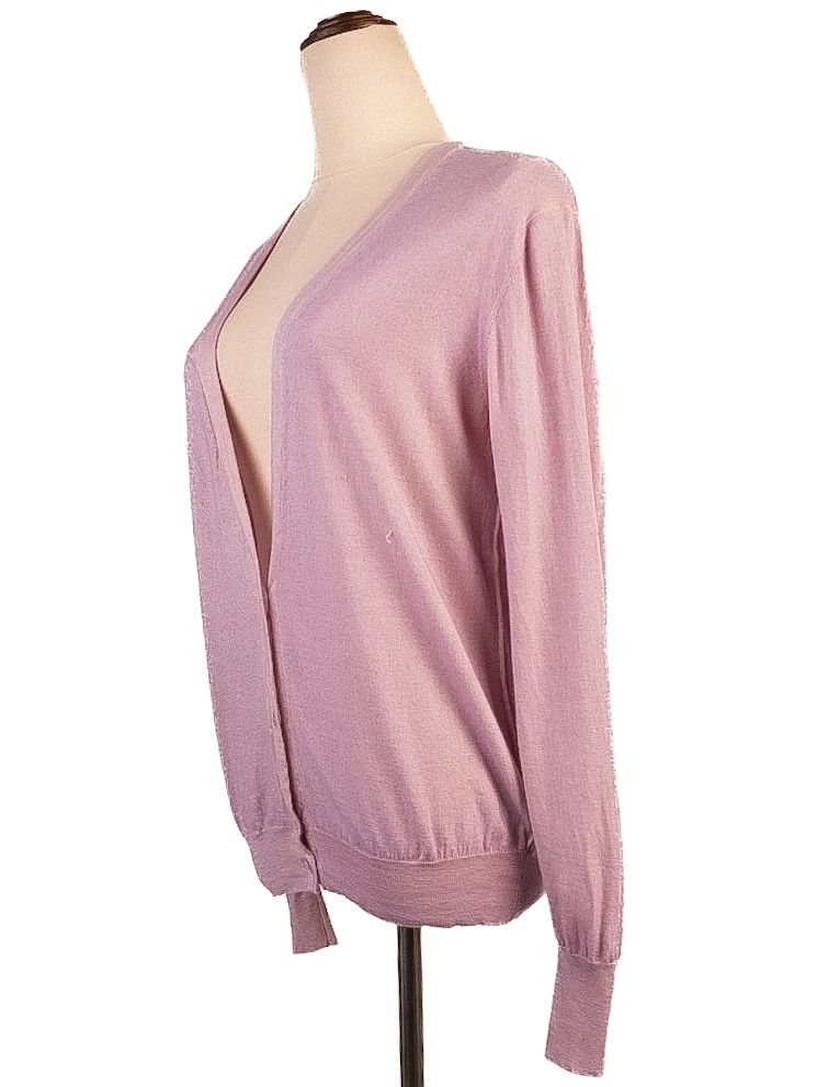 excellent cruciani purple silk cardigan size l v-neck long sleeve