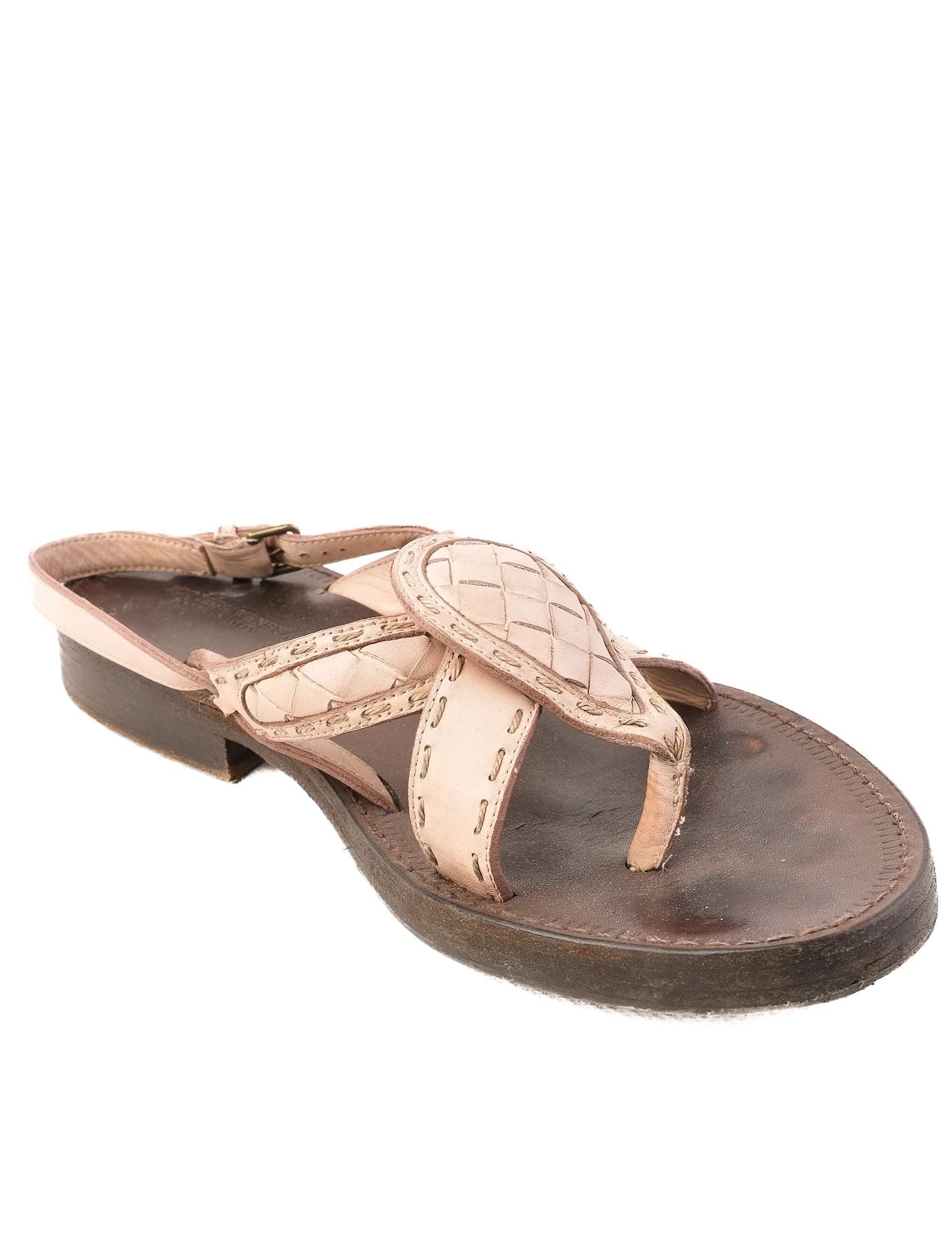 average bottega veneta brown leather sandals size 35 with buckle