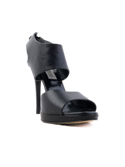Excellent Giampaolo Viozzi Black Leather High-Heeled Sandals Size 37