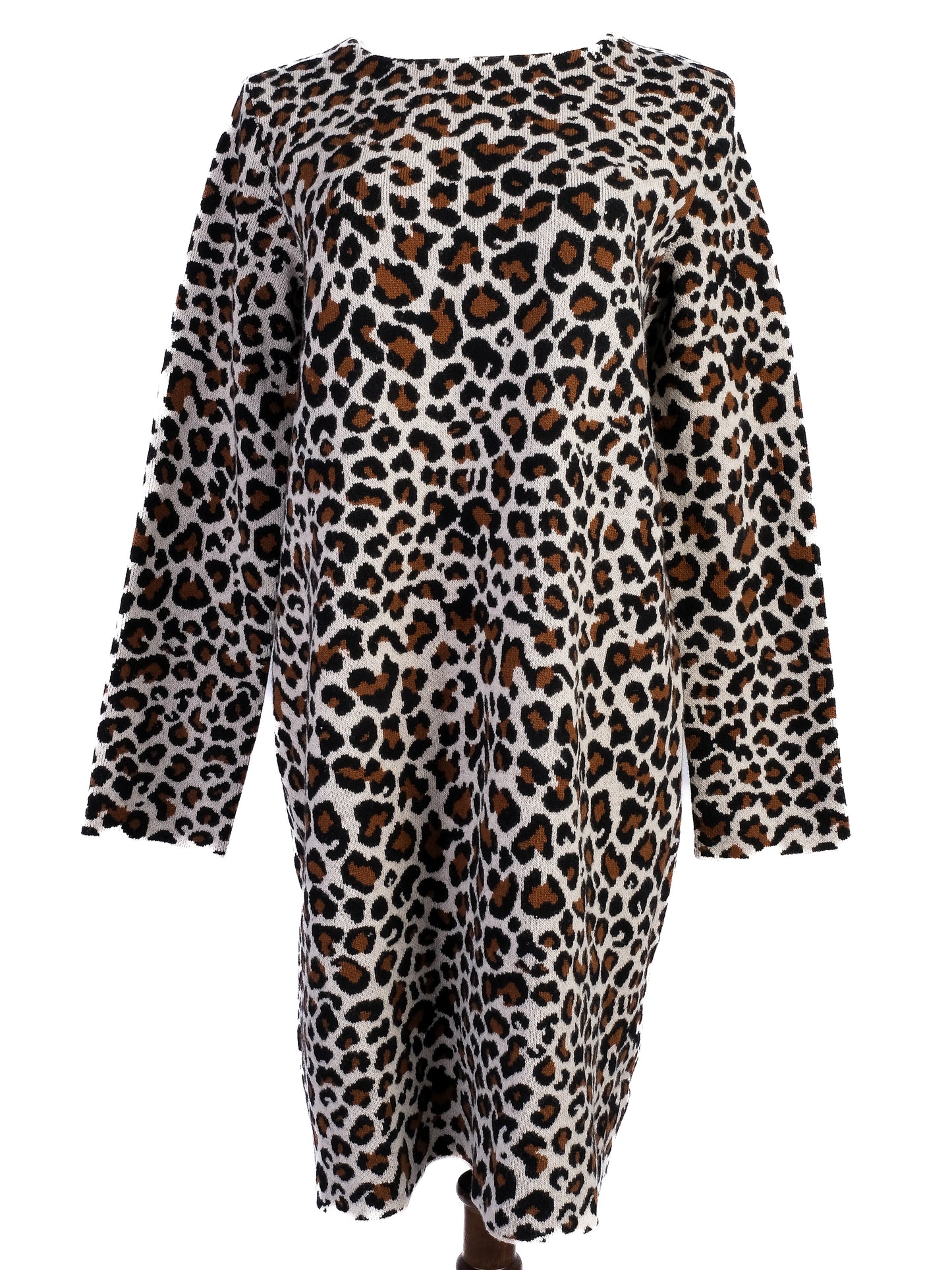 excellent max mara leopard print wool dress size l - women's fashion