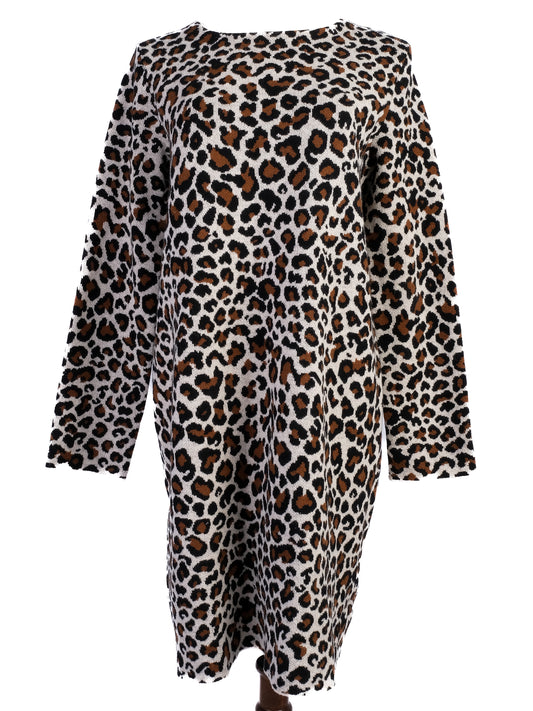 Excellent Max Mara Leopard Print Wool Dress Size L - Women's Fashion