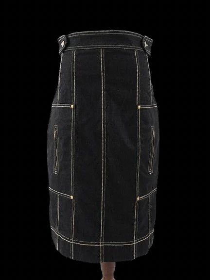 excellent clips blue nylon womenõs high-waisted skirt size l