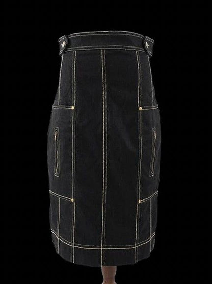 EXCELLENT Clips Blue Nylon WomenÕs High-Waisted Skirt Size L