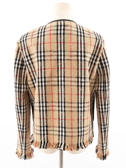 Perfect Burberry Plaid Wool Jacket Gold Buttons Size L Women