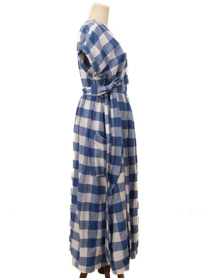 Perfect Mara Hoffman Blue Checkered Dress Wrap Style Size Unknown