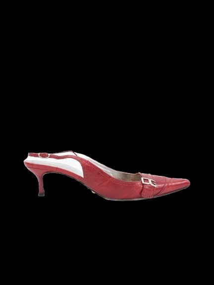 excellent dolce gabbana red leather slingback heels size 37.5