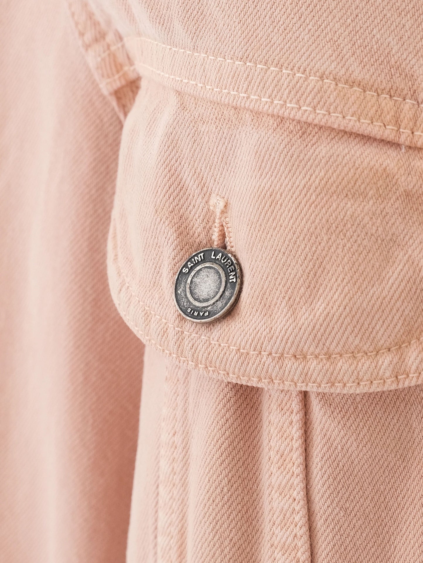 excellent yves saint laurent pink cotton denim jacket size s