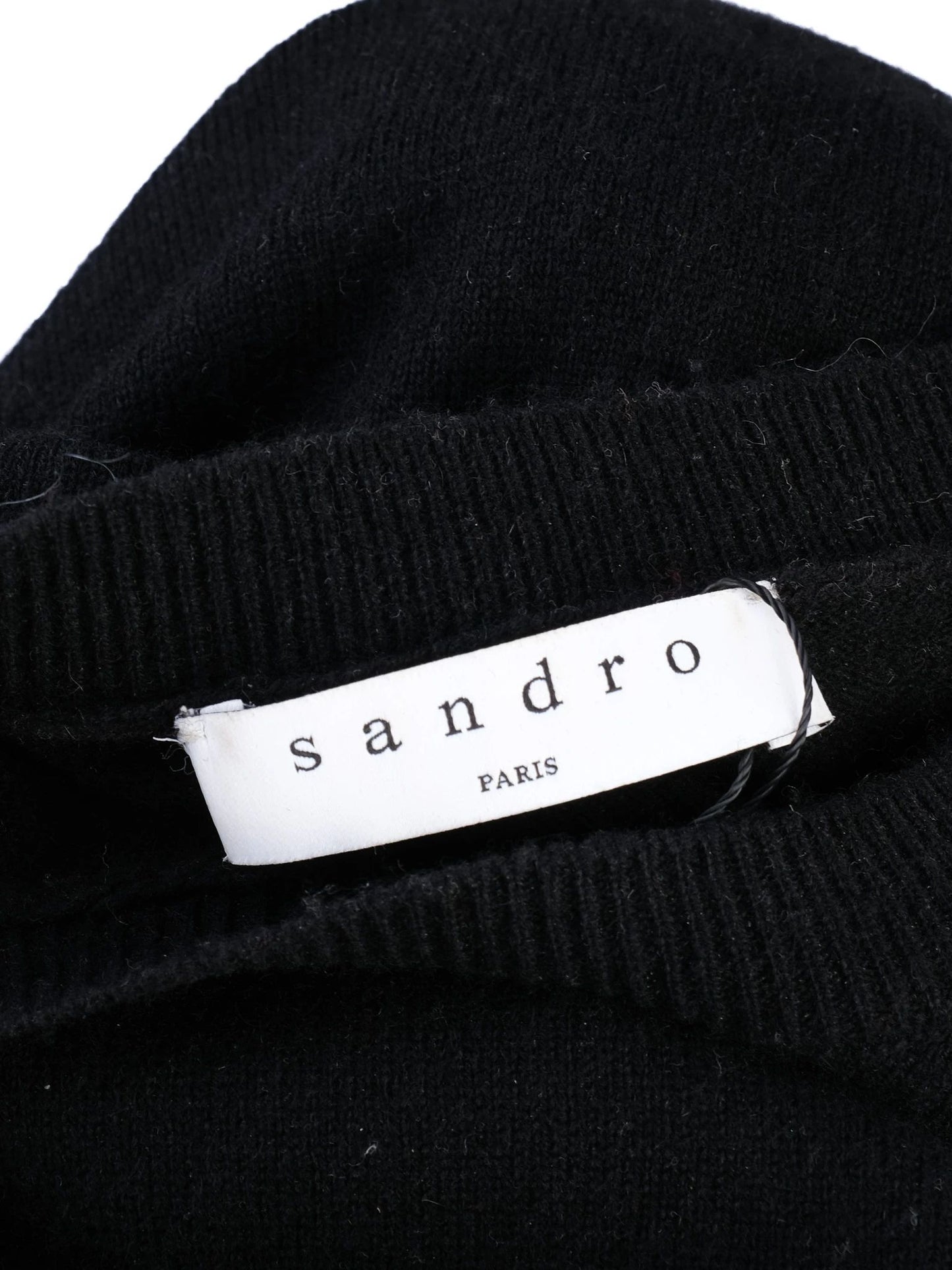 excellent sandro black wool long-sleeve sweater corset detail