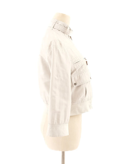 Excellent Brunello Cucinelli Gray Silk Cropped Jacket Size S