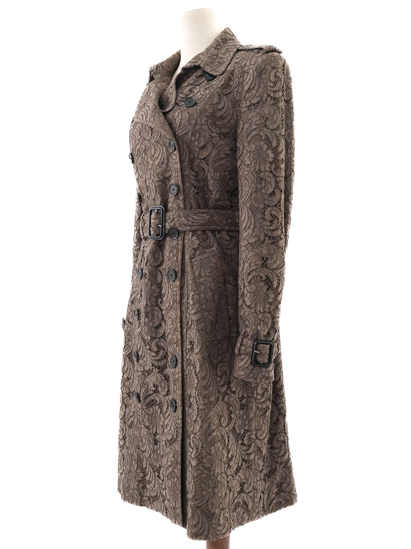 excellent burberry orange lace trench coat size l