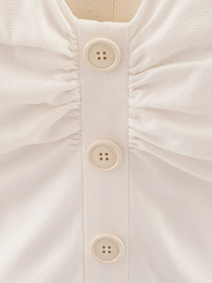 Excellent Dior White Elastane Dress Size L with V-Neck and Zipper