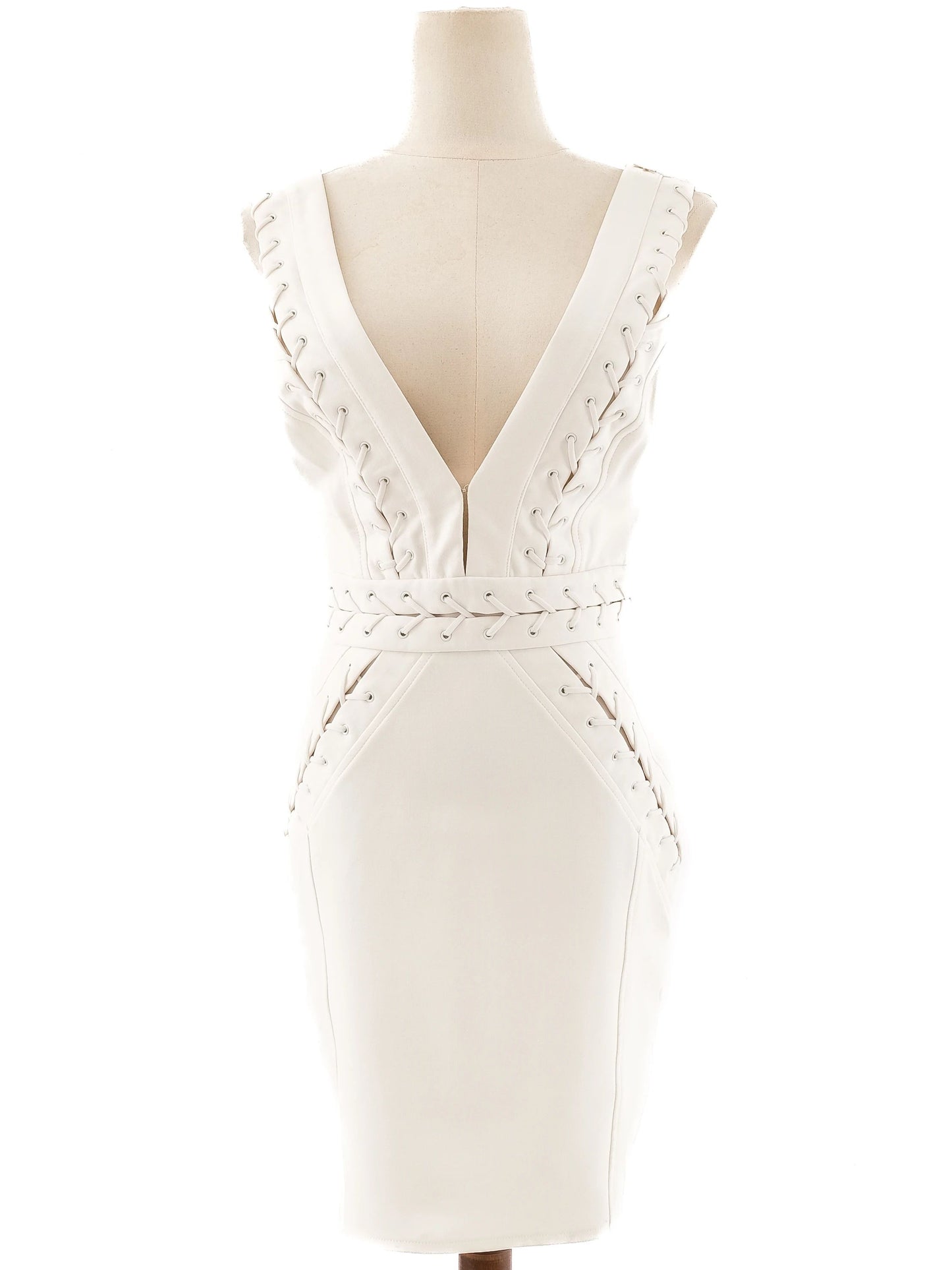 excellent elisabetta franchi white sleeveless dress size m
