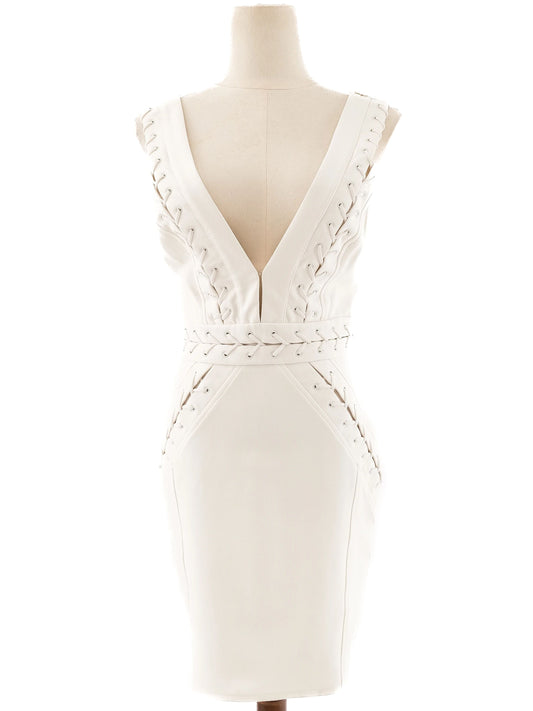 EXCELLENT Elisabetta Franchi White Sleeveless Dress Size M