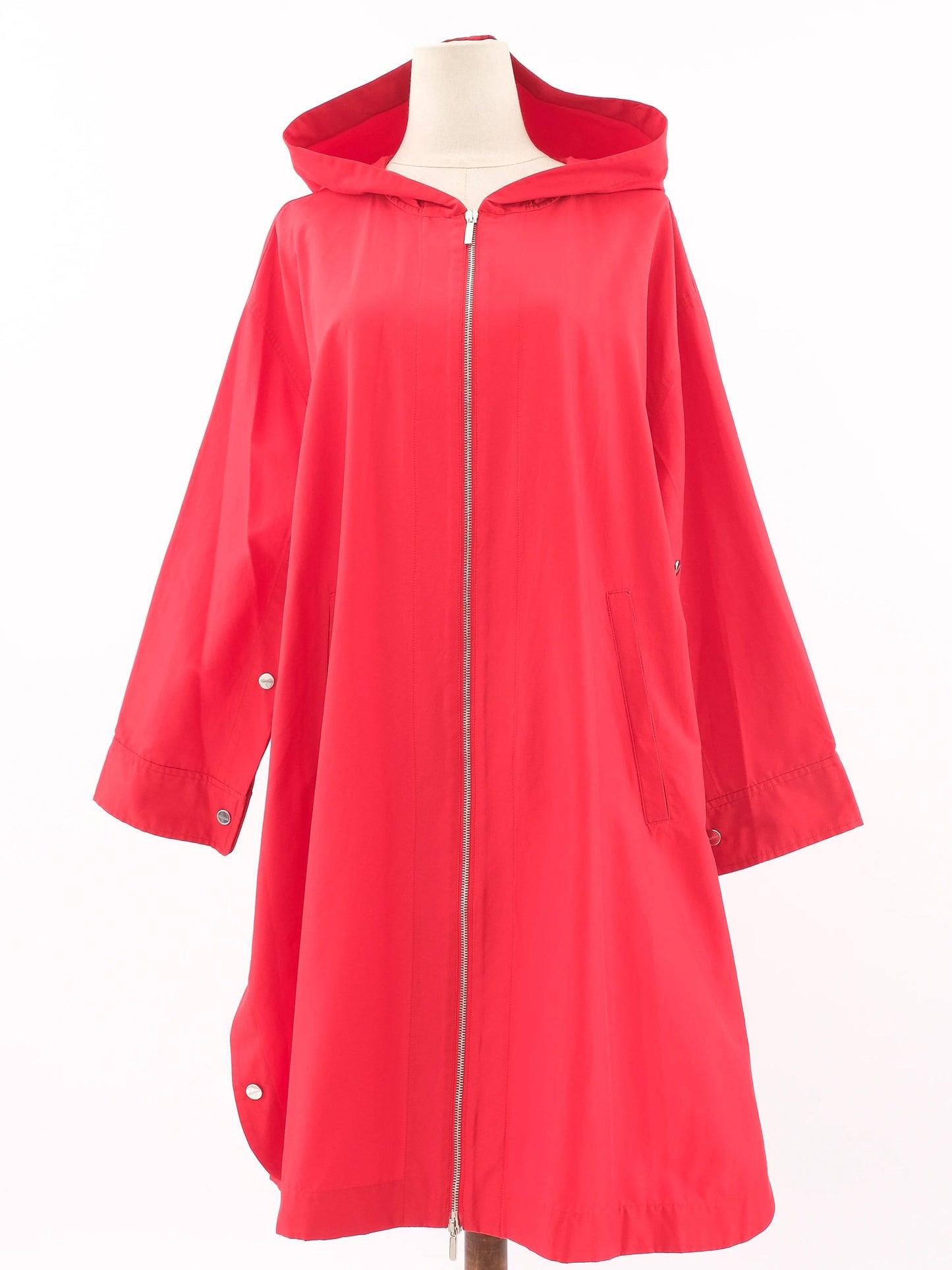 excellent max mara red hooded coat size s polyester