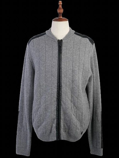 Excellent Trussardi Gray Wool Sweater Size L with Zipper Accents
