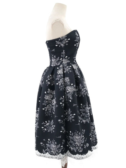 Excellent Bella Potemkina Blue Floral Strapless Dress Size S