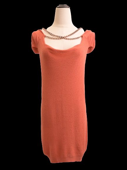 NEW Patrizia Pepe Pink Viscose Dress XXS with Chain Detail