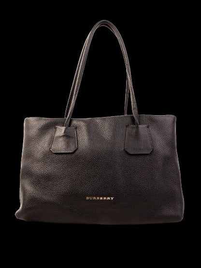 Average Condition Burberry Black Leather Tote Bag for Women