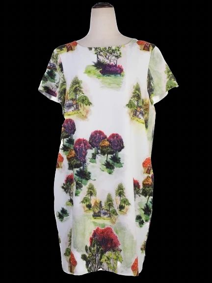 adolfo dominguez womenõs landscape print dress size l excellent