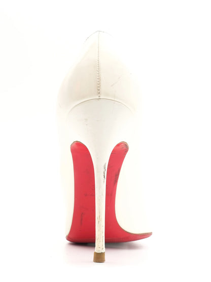Average Condition Christian Louboutin White Leather Heels Size 38