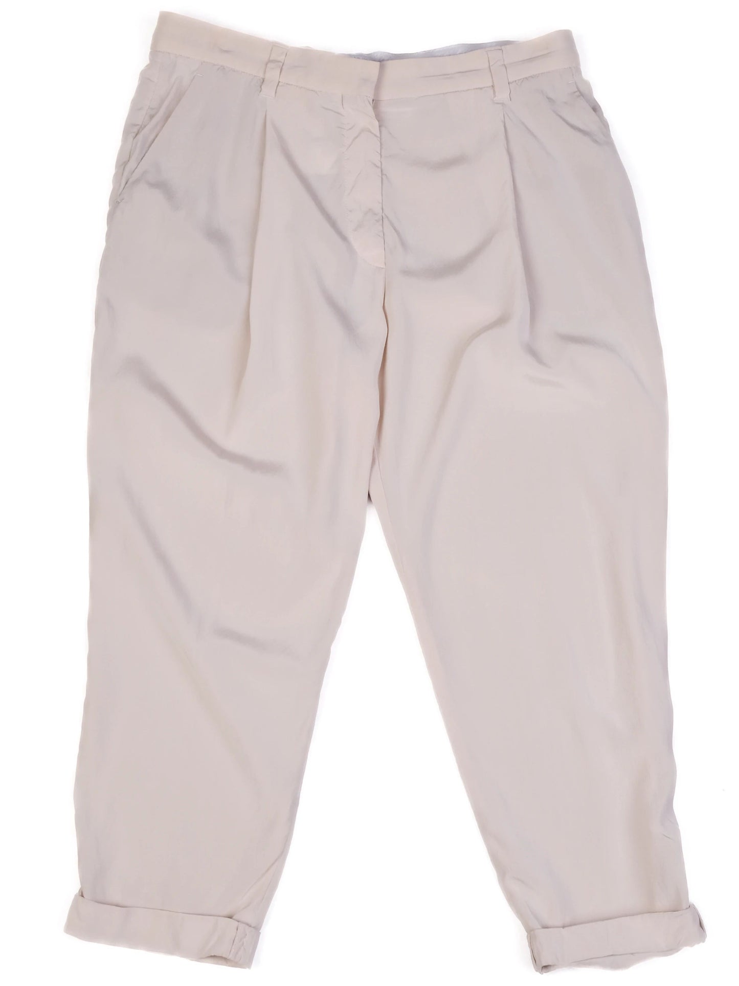 excellent brunello cucinelli white silk pants size xl relaxed fit
