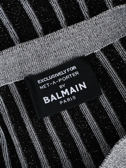 Excellent Balmain Black Gray Striped Sweater Size S for Net-A-Porter