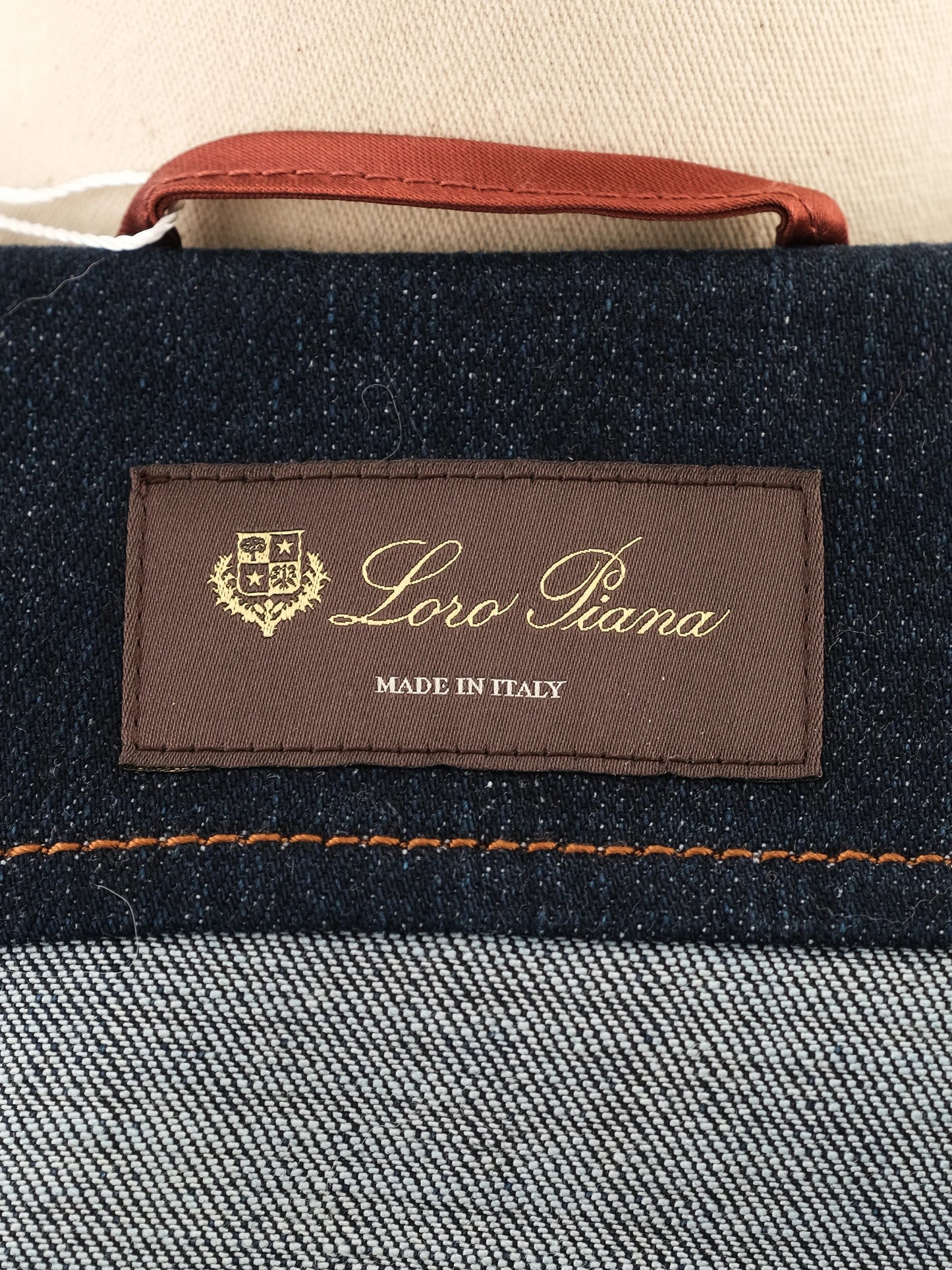 excellent loro piana blue denim button-up shirt size s