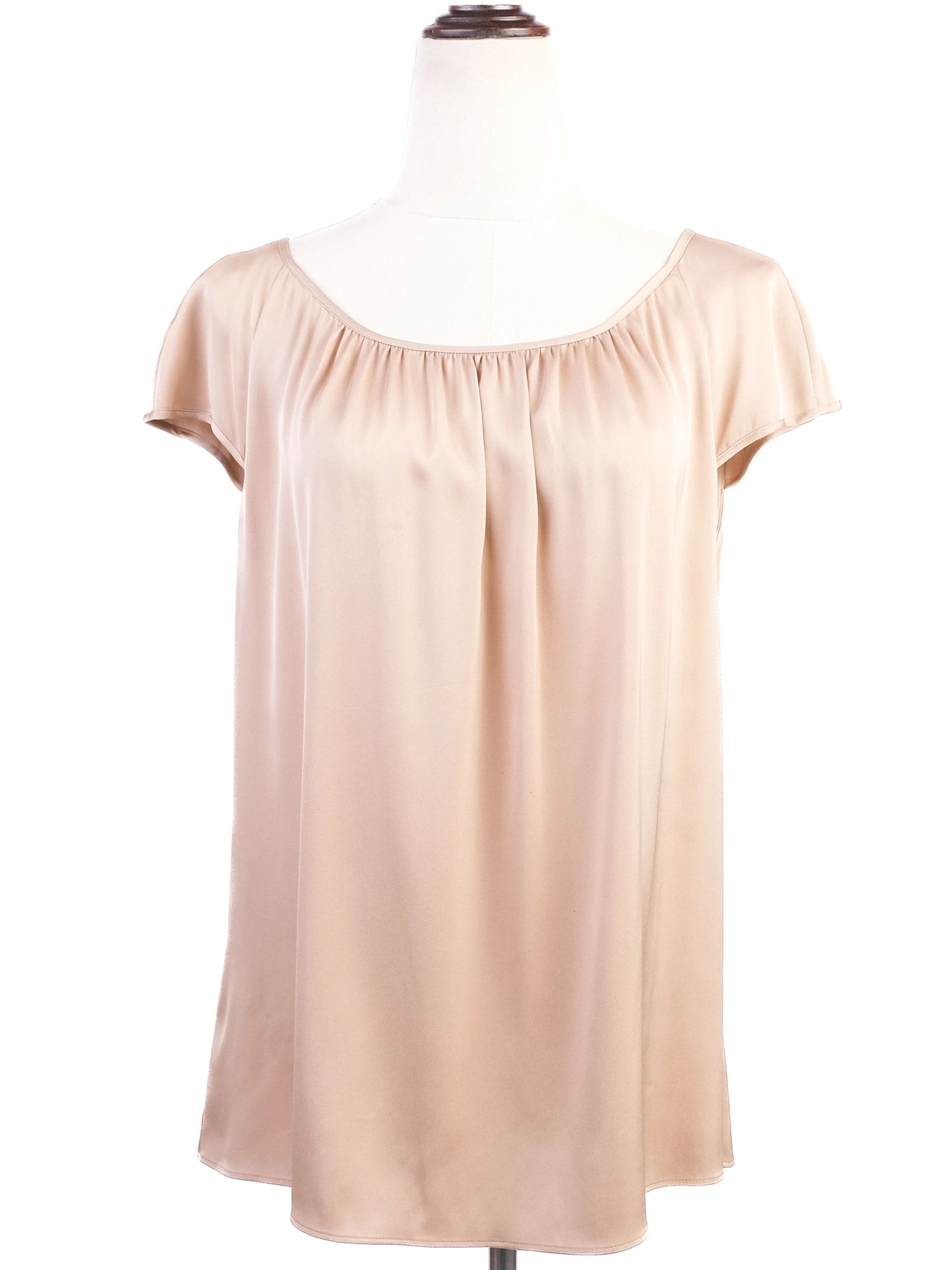excellent hugo white silk blouse size l short sleeve flowy top