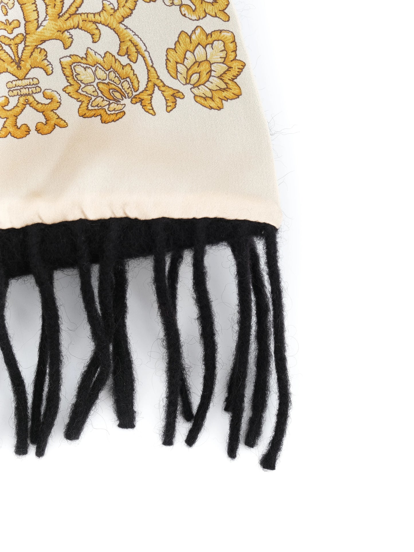 excellent feru silk scarf combined color gold black decorated elephants