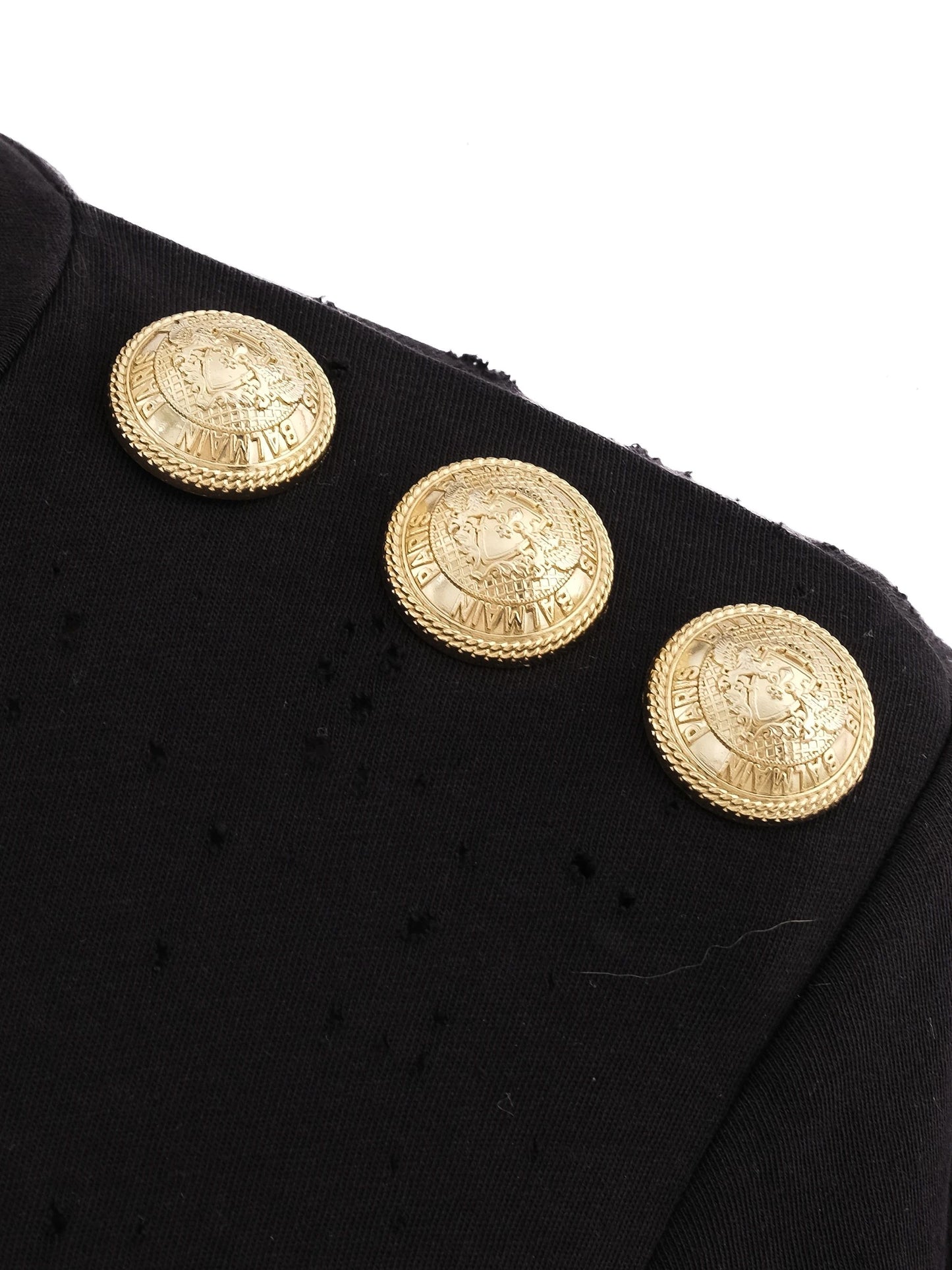 excellent balmain black t-shirt xs with gold print & buttons