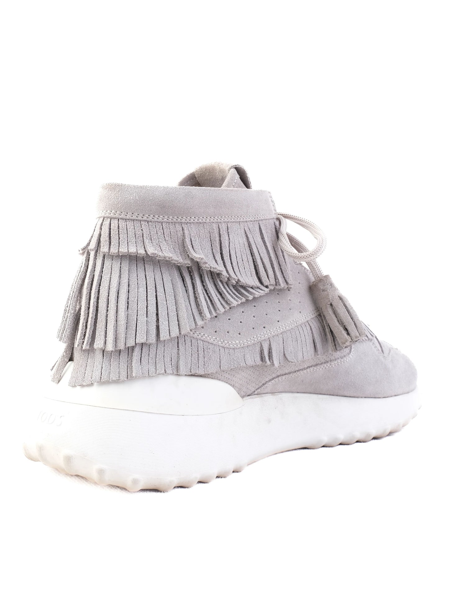 tod's gray leather high-top sneakers women size 40 excellent