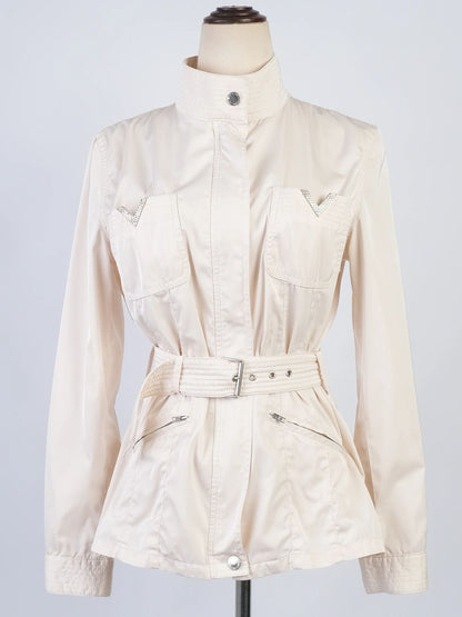 Excellent Red Valentino Cream Jacket Women's Size - Stylish Belted Design