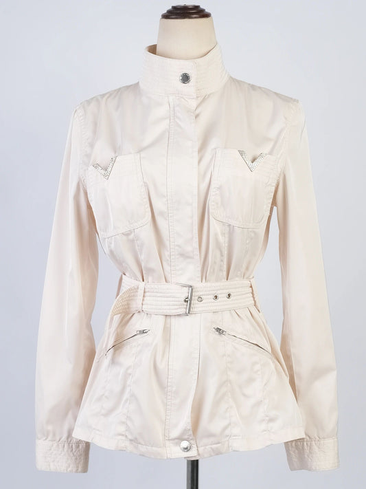 Excellent Red Valentino Cream Jacket Women's Size - Stylish Belted Design