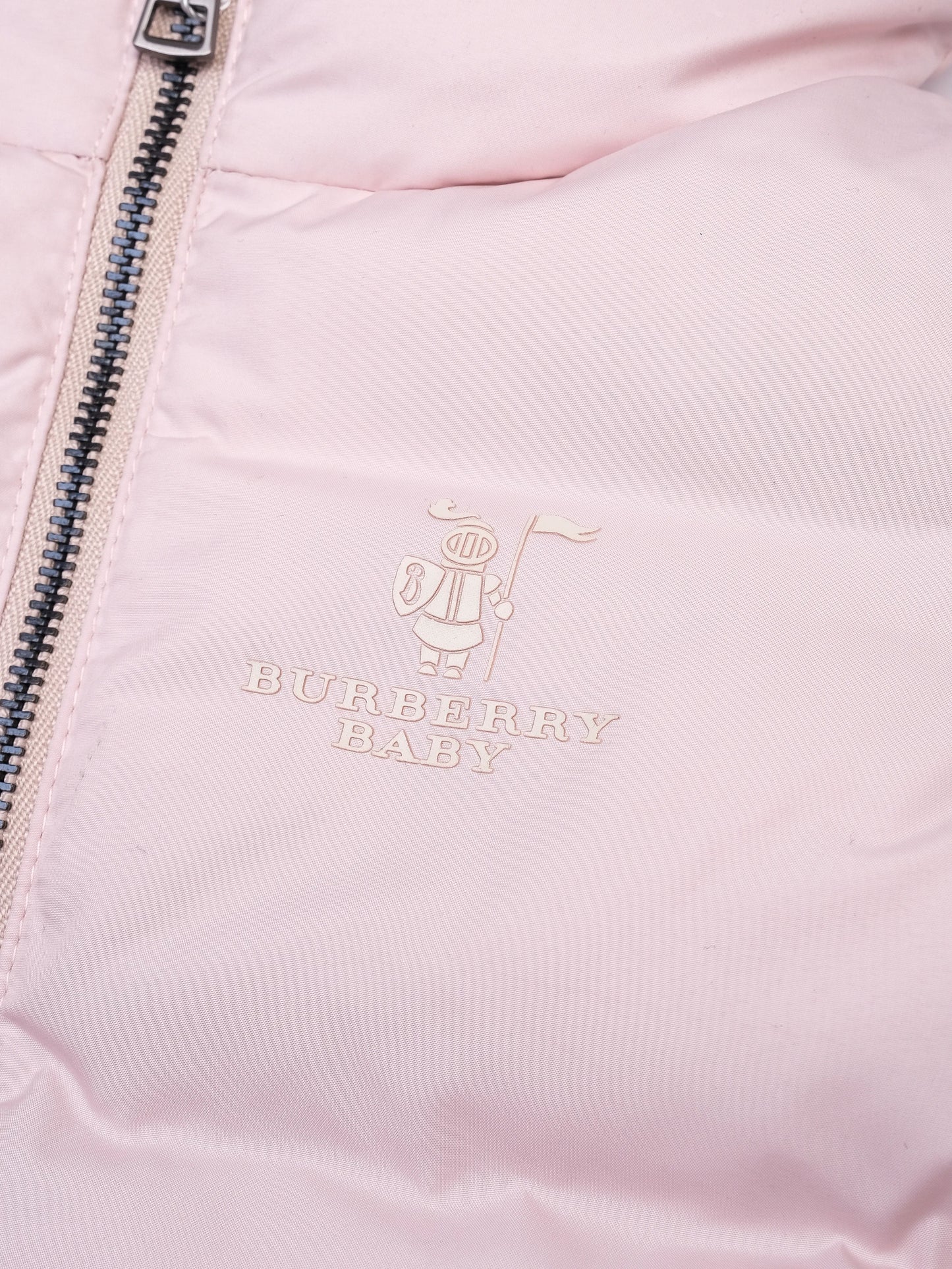 good burberry pink puffer jacket for infants size 9 months
