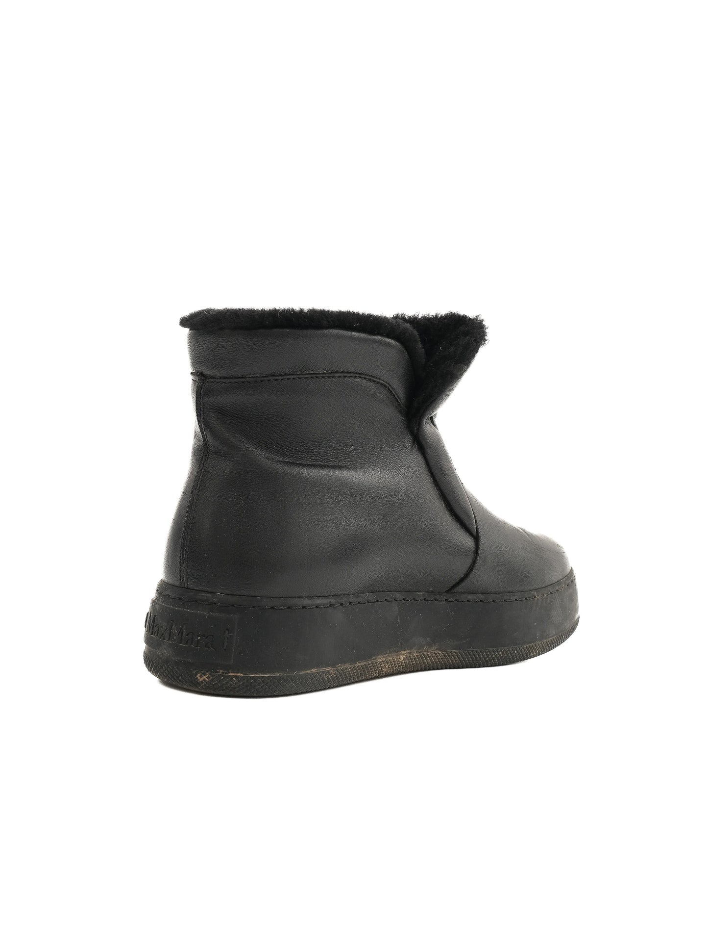 excellent max mara black leather ankle boots size 37