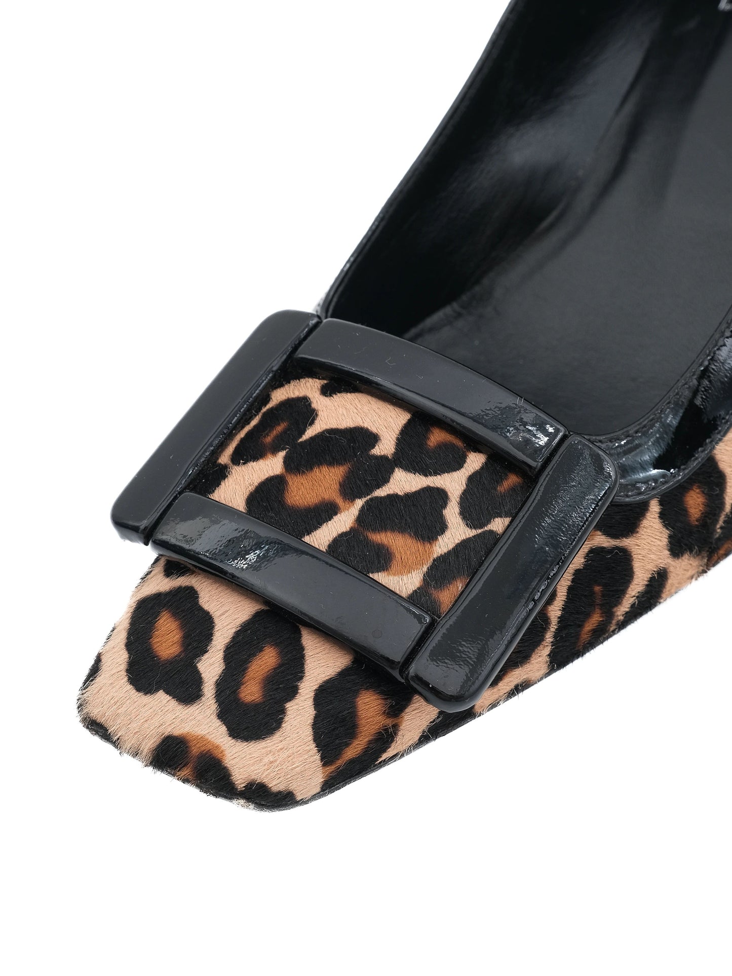 excellent roger vivier women's leopard print textile heels size 36.5