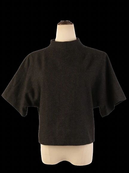 excellent ralph lauren gray wool blouse size xs with high neck