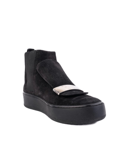 Good Sergio Rossi Black Suede Ankle Boots Size 36 with Metallic Detail
