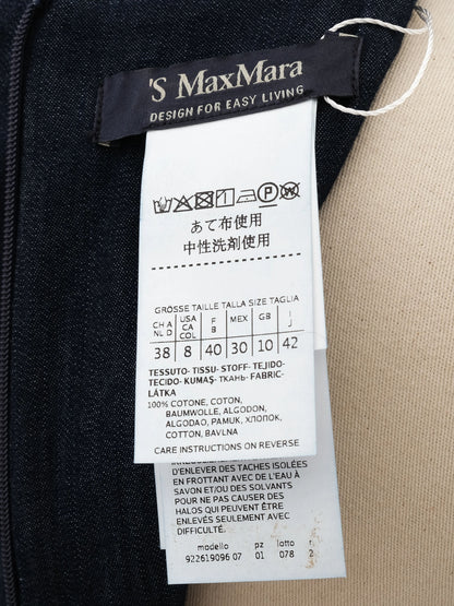 Excellent Max Mara Blue Cotton Long Sleeve Dress Size L