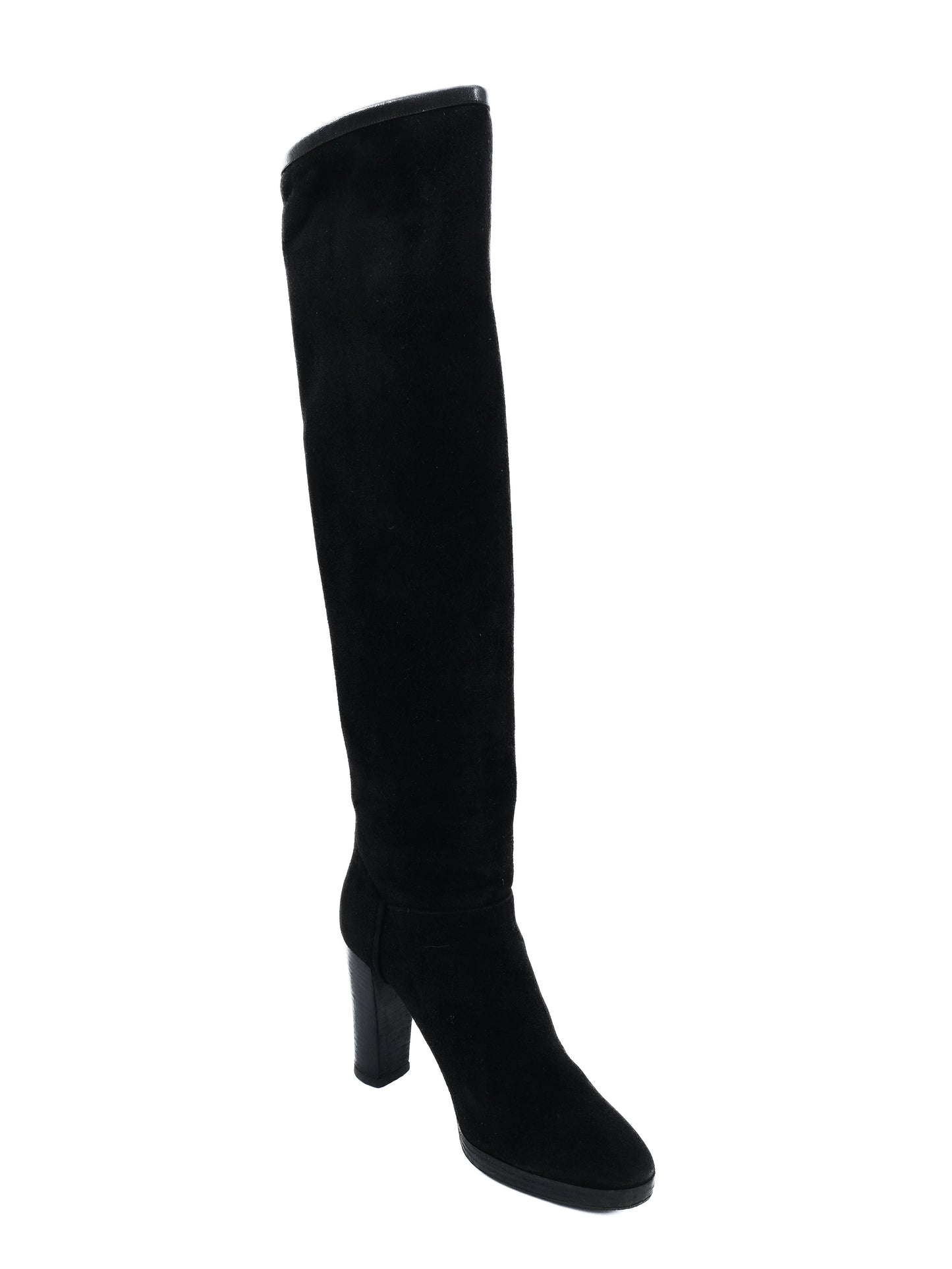 excellent loro piana black genuine suede knee-high boots women