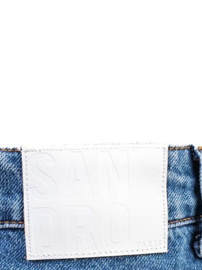 Excellent Sandro Gray Denim Skirt Metallic Size S