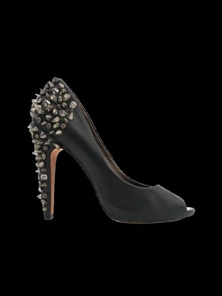 excellent sam edelman black leather high heels size 37 with spikes
