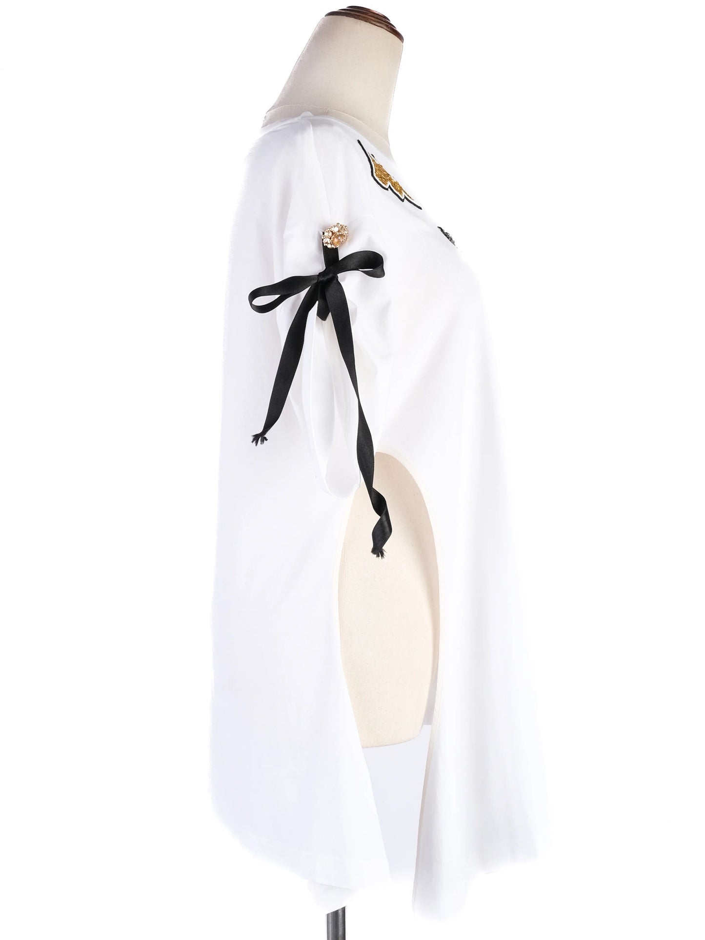 excellent dolce gabbana white cotton shirt with decorative patches size s