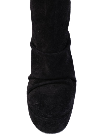 Average Condition Pedro Garcia Black Suede Knee-High Wedge Boots Size 38